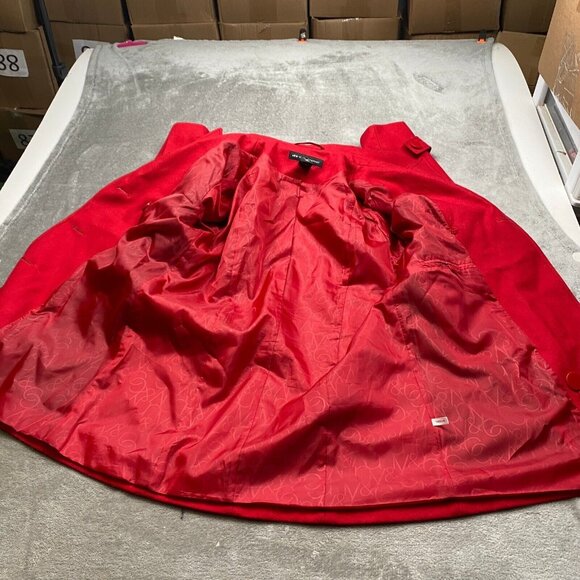 New York & Company Peacoat Womens 6 Red Wool Blend Double-Breasted Jacket Formal - Picture 9 of 12